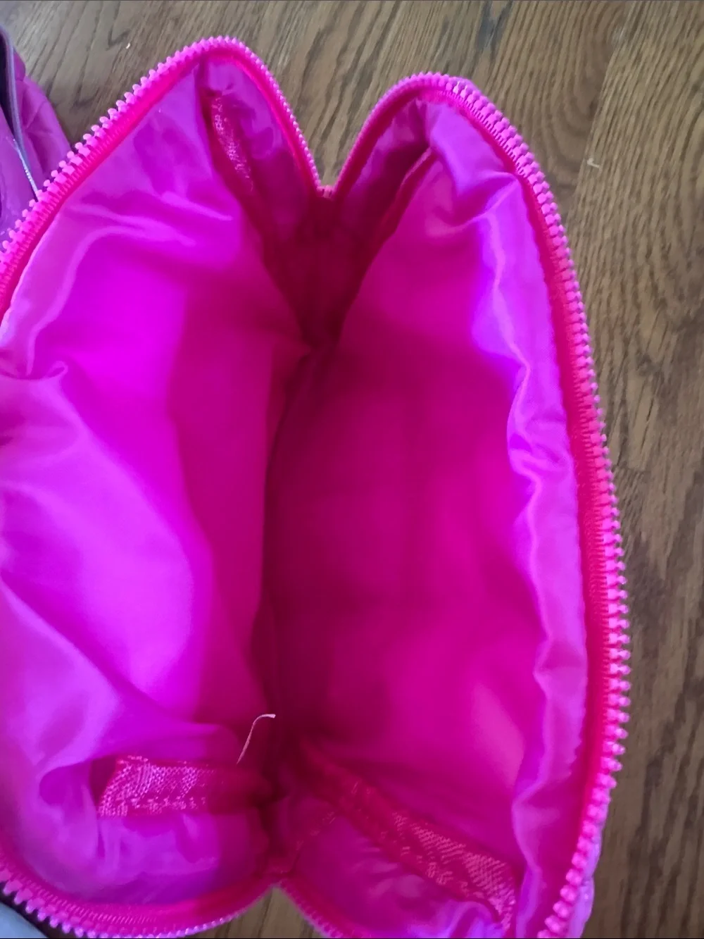 Quilted Pink Cosmetic Pouch with Zip Closure